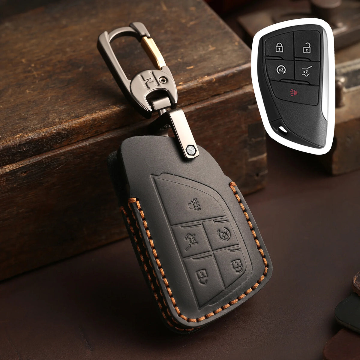 PU Leather Key Fob Cover for Buick Envision, GMC Yukon, Chevy Tahoe / Suburban