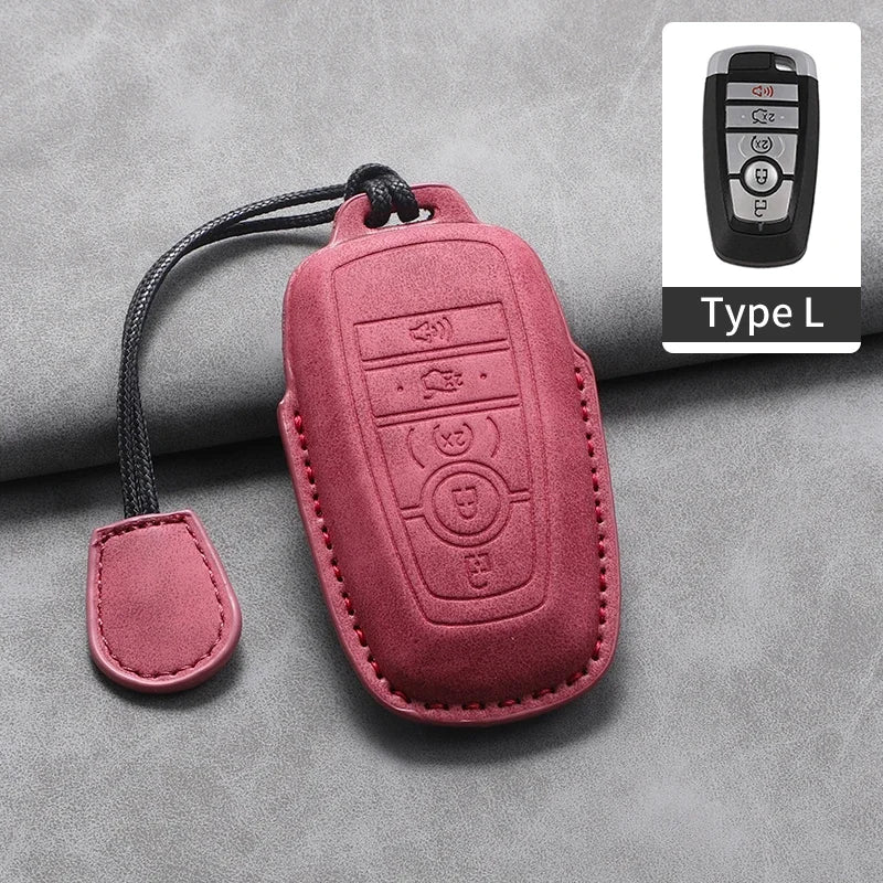 PU Leather Key Fob Cover for Ford Fusion, Edge, Explorer, Focus, F-150, Escape