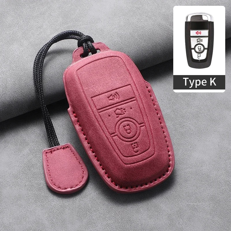 PU Leather Key Fob Cover for Ford Fusion, Edge, Explorer, Focus, F-150, Escape