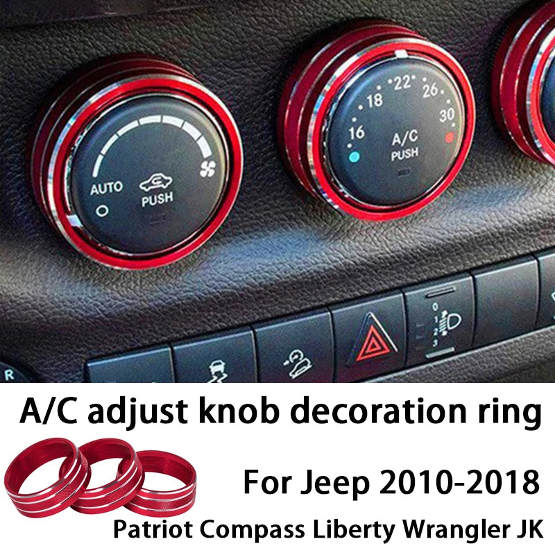 A/C Knob Trim Rings for 2010-2018 Jeep Wrangler JK / Liberty / Compass / Patriot