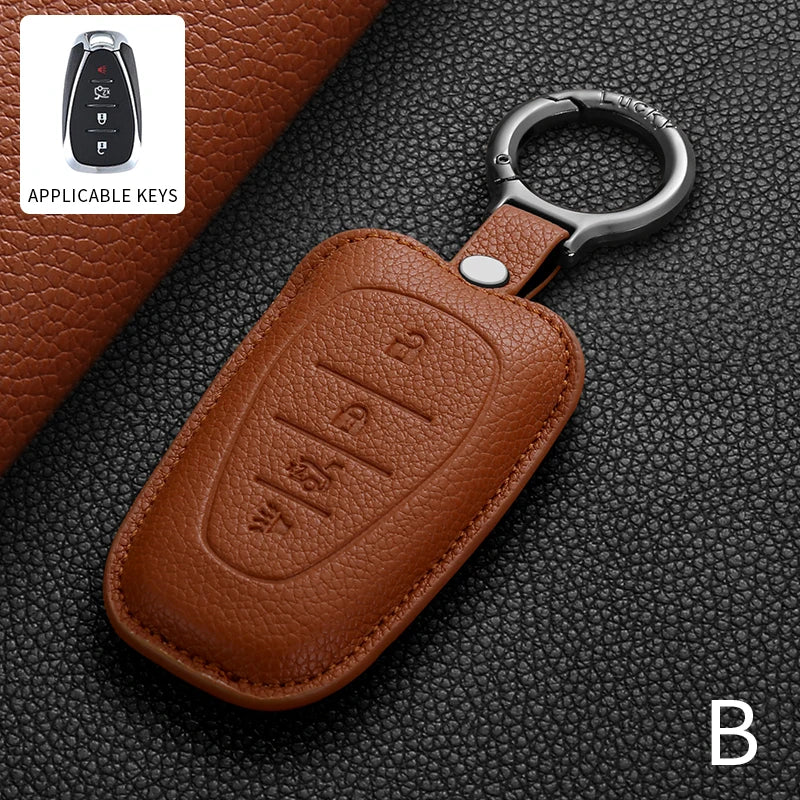 PU Leather Key Fob Cover for Chevy Malibu, Camaro, Cruze, Equinox, Bolt