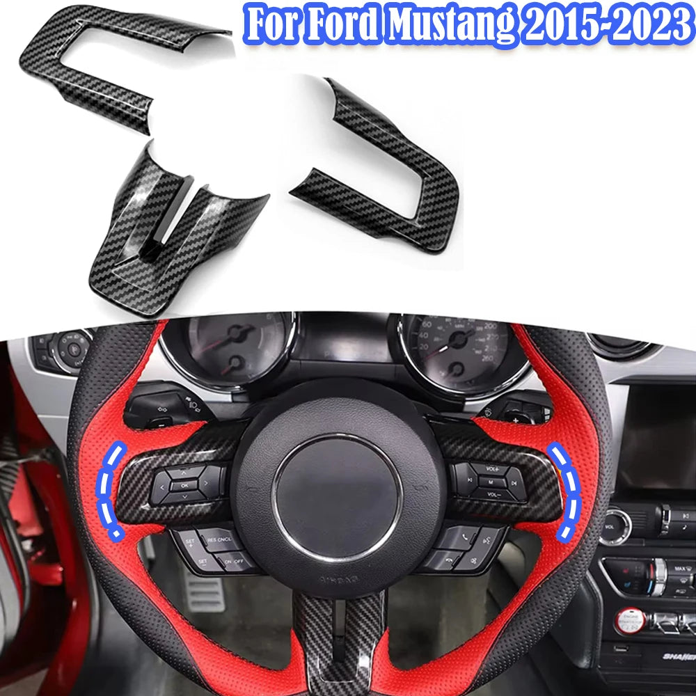 Steering Wheel Trim for 2015-2023 Ford Mustang, Carbon-Fiber Look