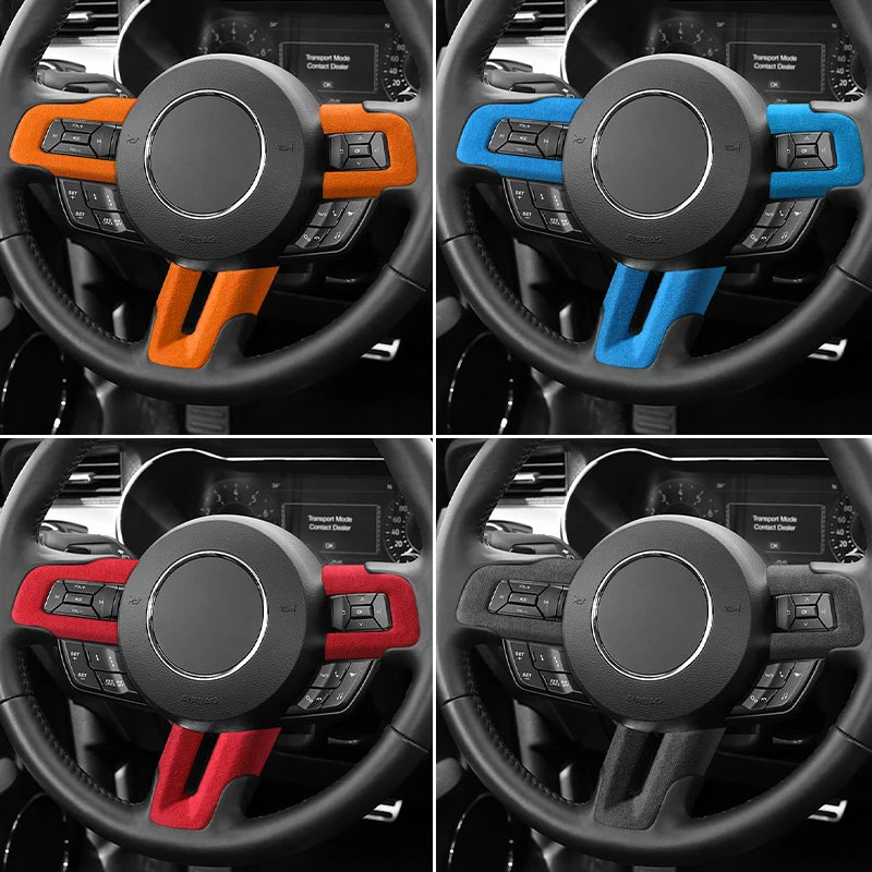 Suede Steering Wheel Panel Trim for Ford Mustang