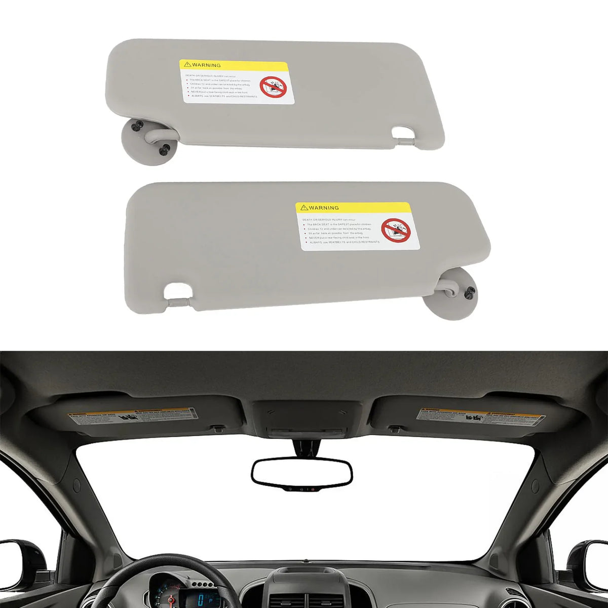 Sun Visor with Mirror for 2012-2016 Chevy Sonic, Gray