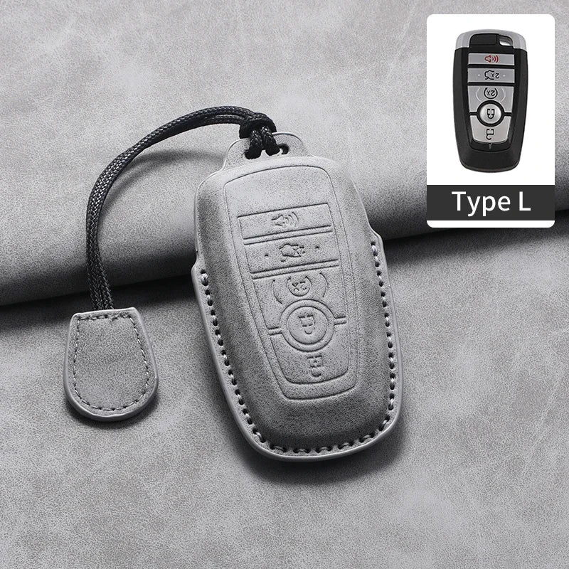 PU Leather Key Fob Cover for Ford Fusion, Edge, Explorer, Focus, F-150, Escape