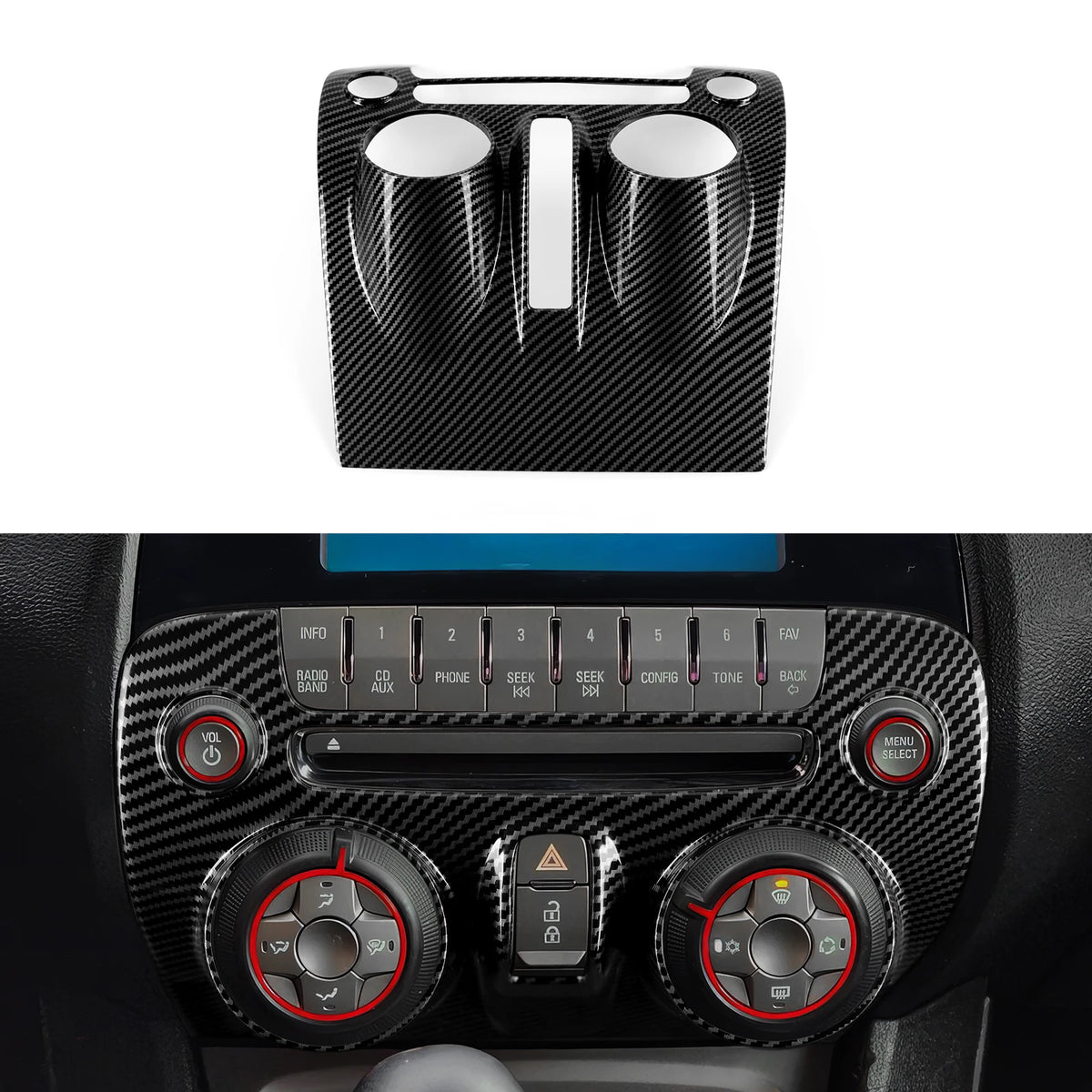 Carbon-Look Center Console Shift Panel Cover for 2010-2015 Chevy Camaro