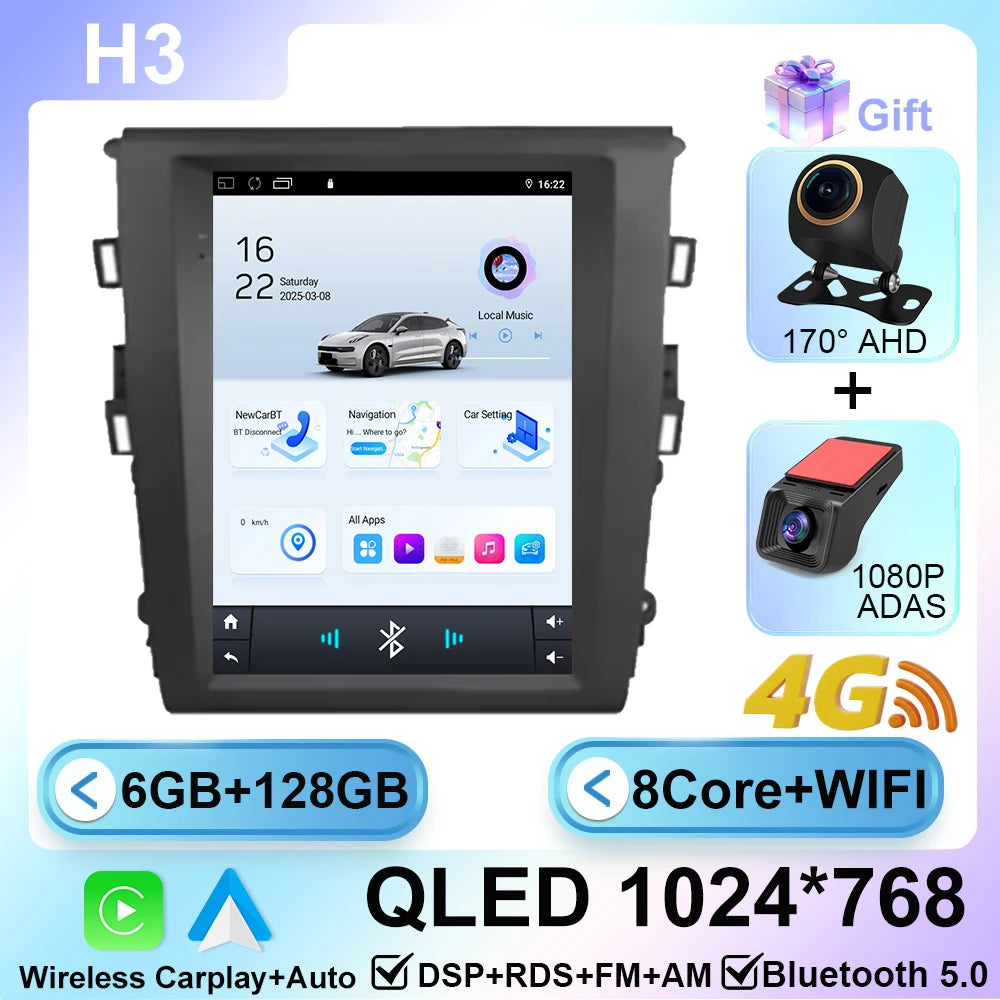 9.7 in. Android 15 CarPlay Head Unit for 2013-2018 Ford Fusion