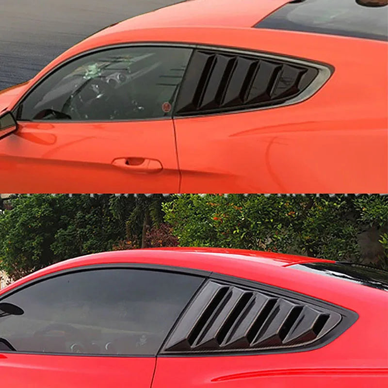 Rear Quarter Window Louvers for 2015-2021 Ford Mustang, Gloss Black