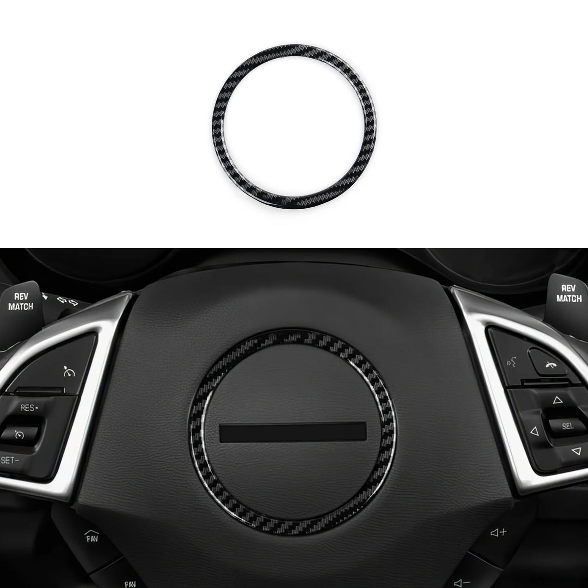 Carbon-Look Steering Wheel Button Panel Cover for 2016-2024 Chevy Camaro