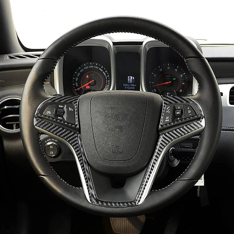 Carbon-Look Steering Wheel Button Trim for 2012-2015 Chevy Camaro