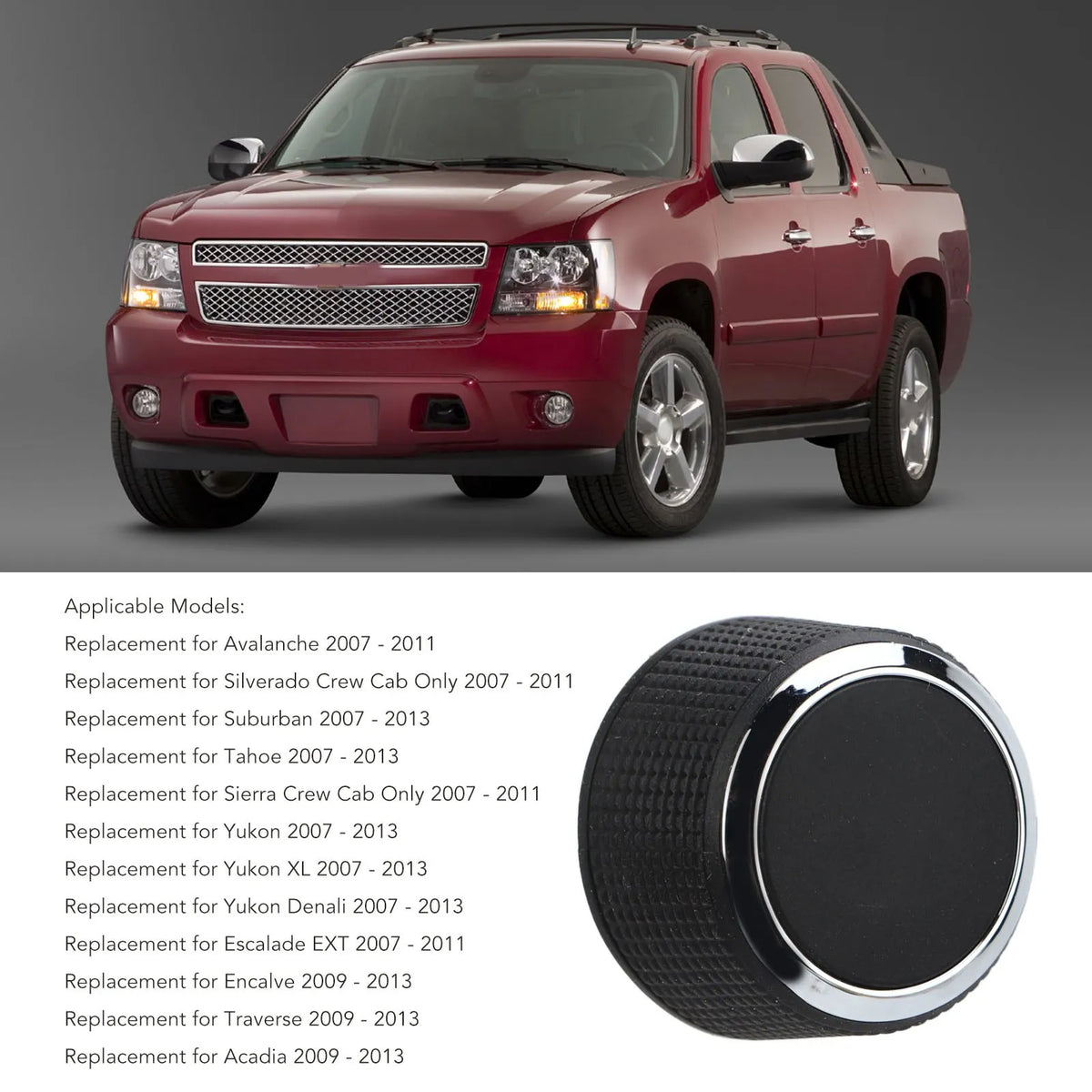 Rear Radio Volume Knob, 2 Pcs, for 2007-2013 Chevy Suburban, 22912547