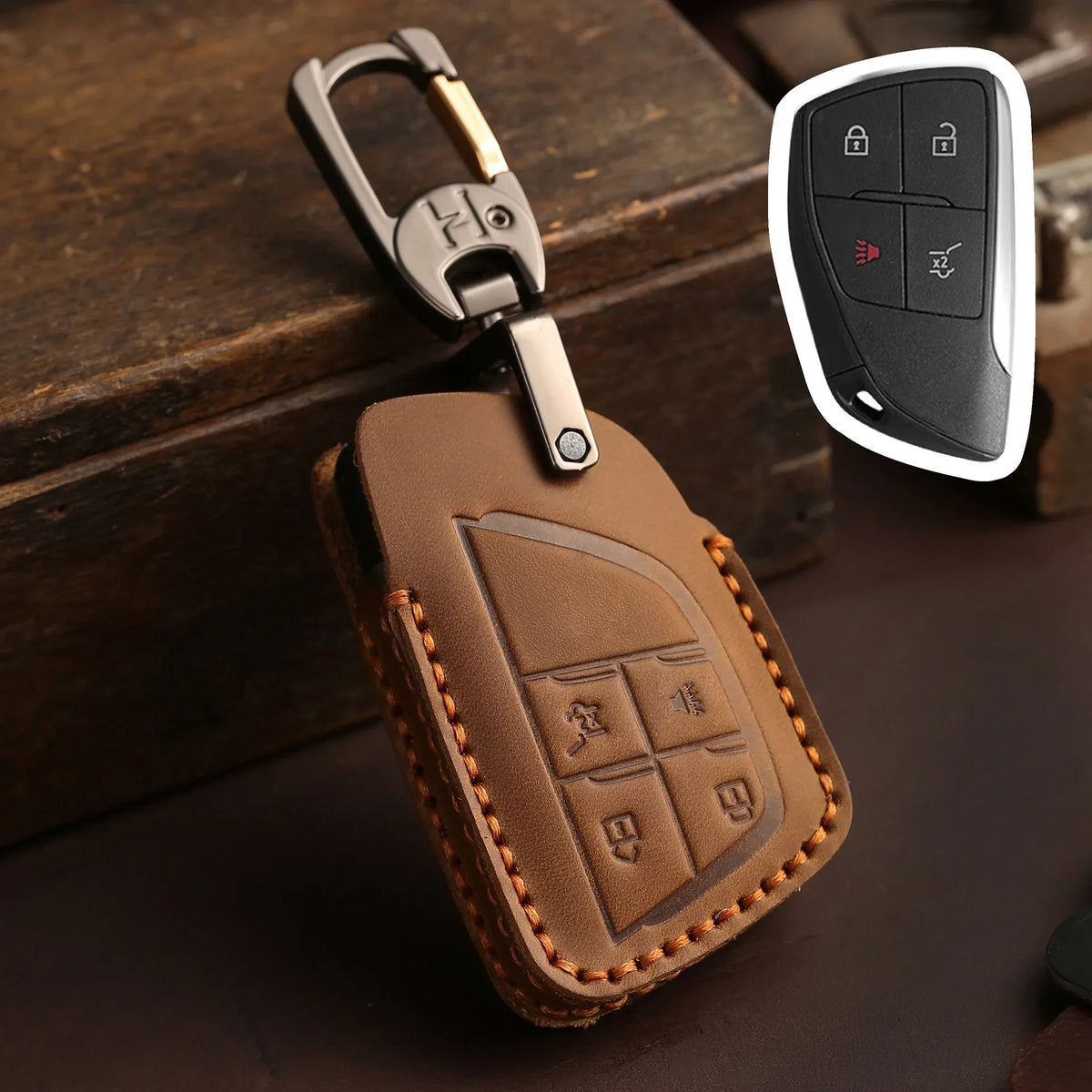 PU Leather Key Fob Cover for Buick Envision, GMC Yukon, Chevy Tahoe / Suburban