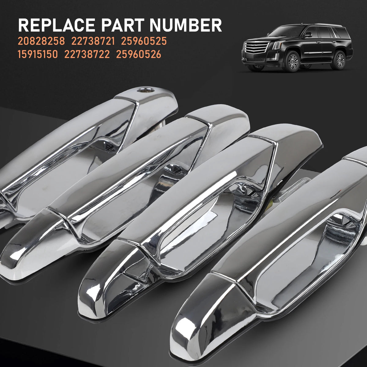 Chrome Exterior Door Handle 4-Piece Set for 2007-2013 Silverado / Escalade