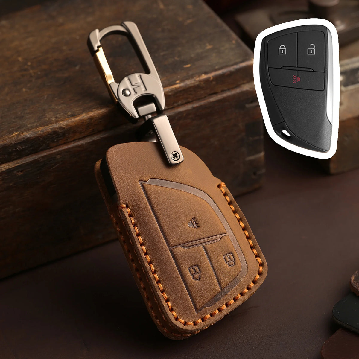 PU Leather Key Fob Cover for Buick Envision, GMC Yukon, Chevy Tahoe / Suburban