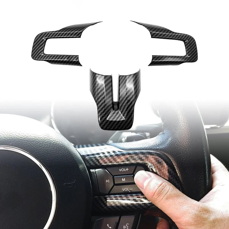 Steering Wheel Trim for 2015-2023 Ford Mustang, Carbon-Fiber Look
