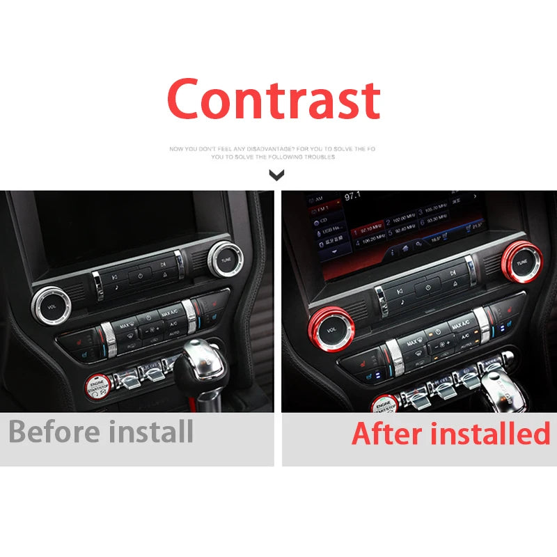 Radio Volume Knob Trim Rings for 2015-2022 Ford Mustang, 2 Pieces