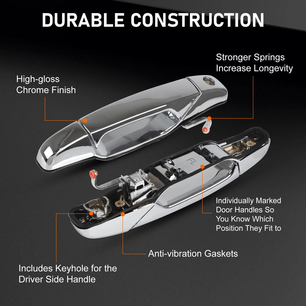 Chrome Exterior Door Handle 4-Piece Set for 2007-2013 Silverado / Escalade