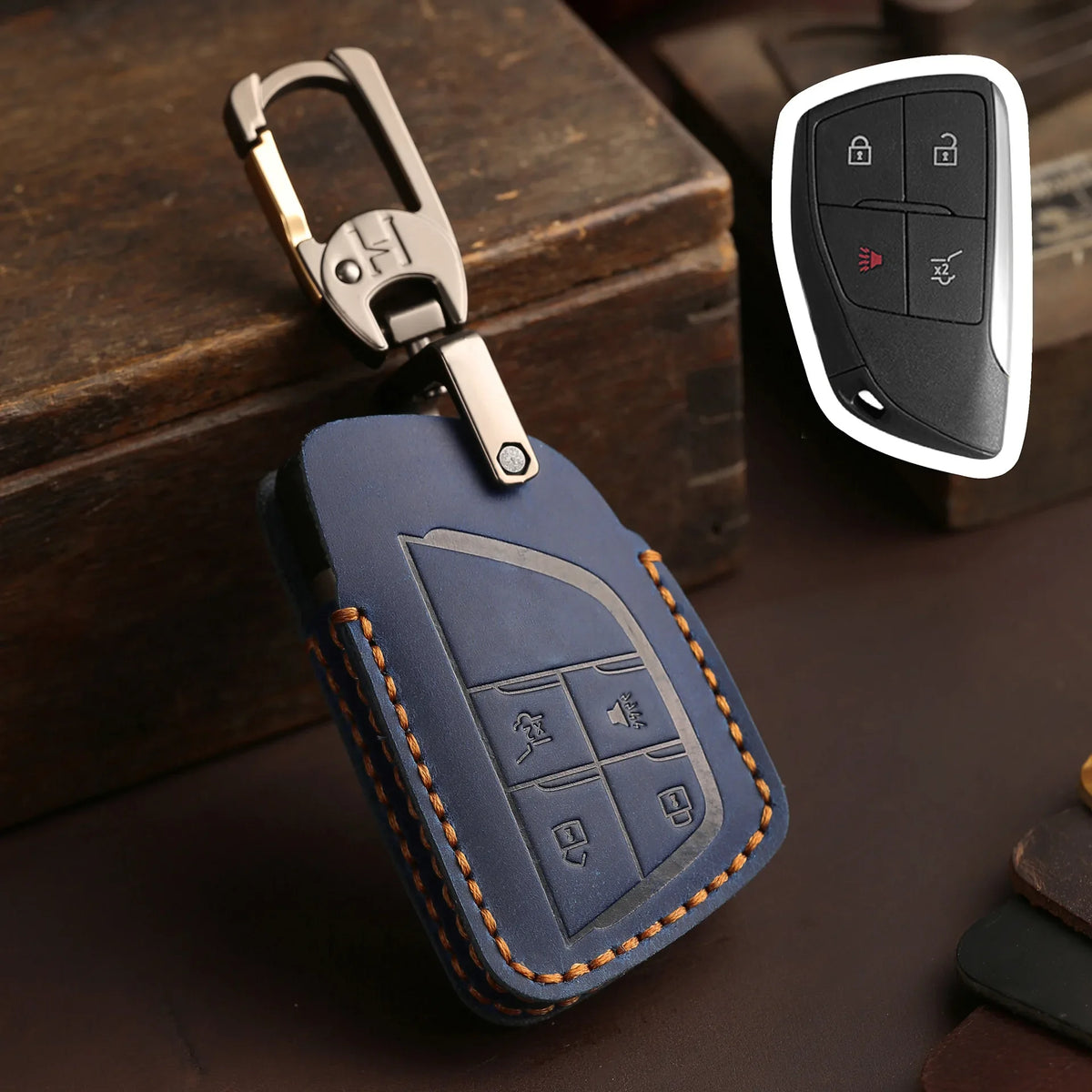 PU Leather Key Fob Cover for Buick Envision, GMC Yukon, Chevy Tahoe / Suburban