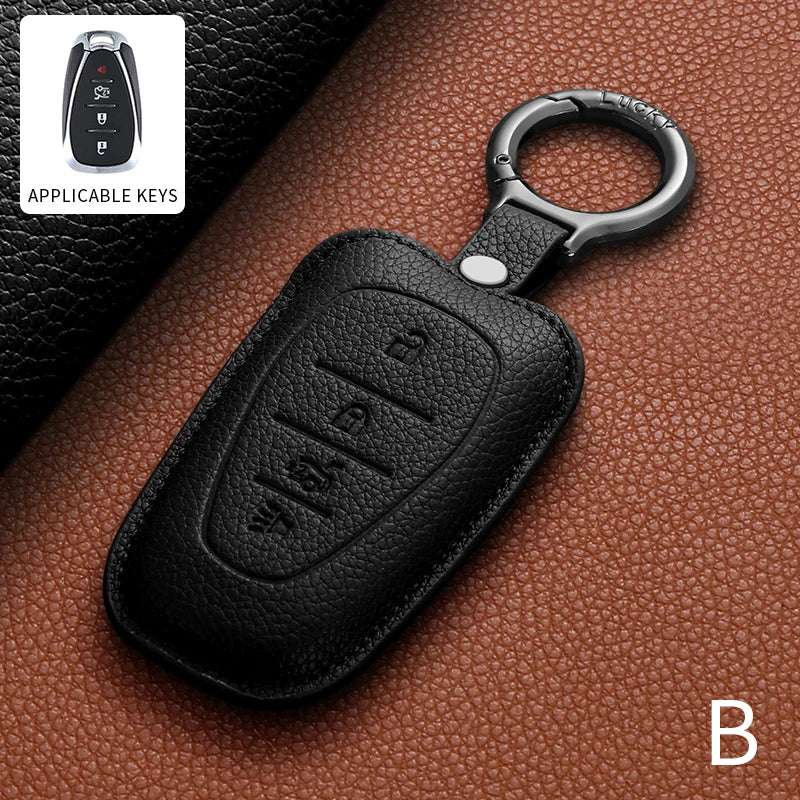 PU Leather Key Fob Cover for Chevy Malibu, Camaro, Cruze, Equinox, Bolt