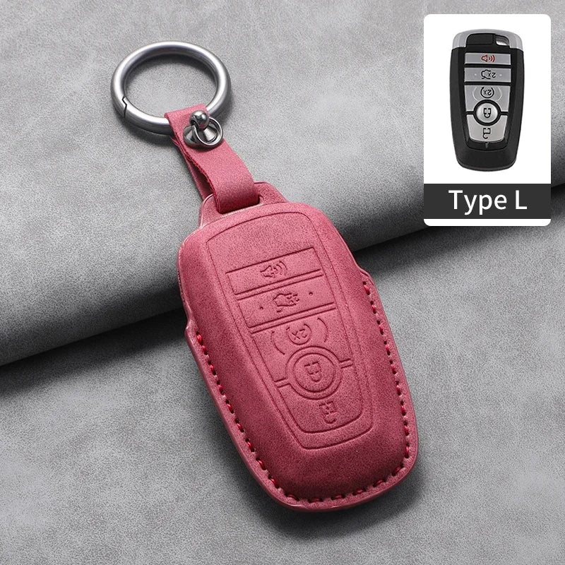 PU Leather Key Fob Cover for Ford Fusion, Edge, Explorer, Focus, F-150, Escape