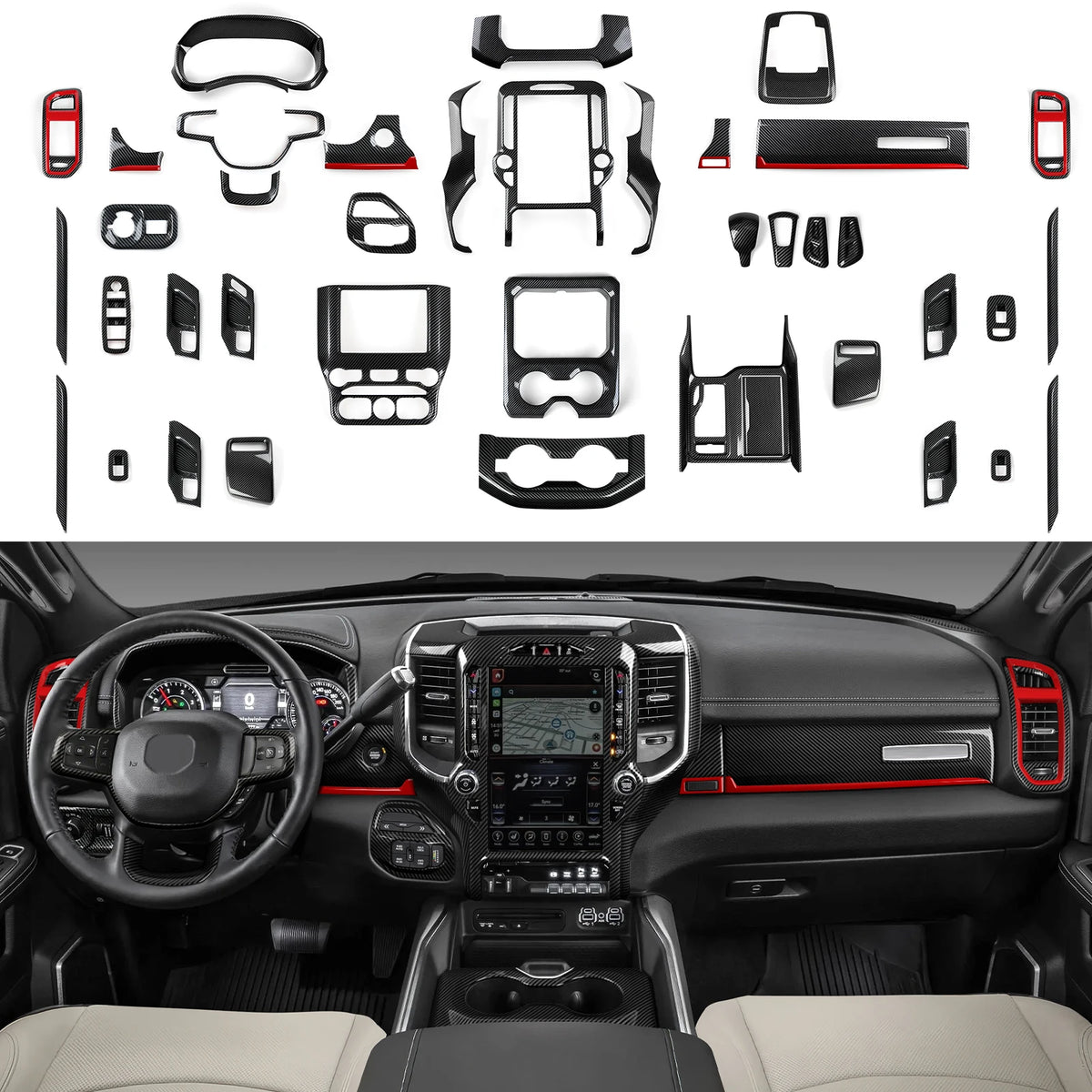 Console Gear Shift Panel Cover for 2019-2026 Ram 1500 / 2500 / 3500