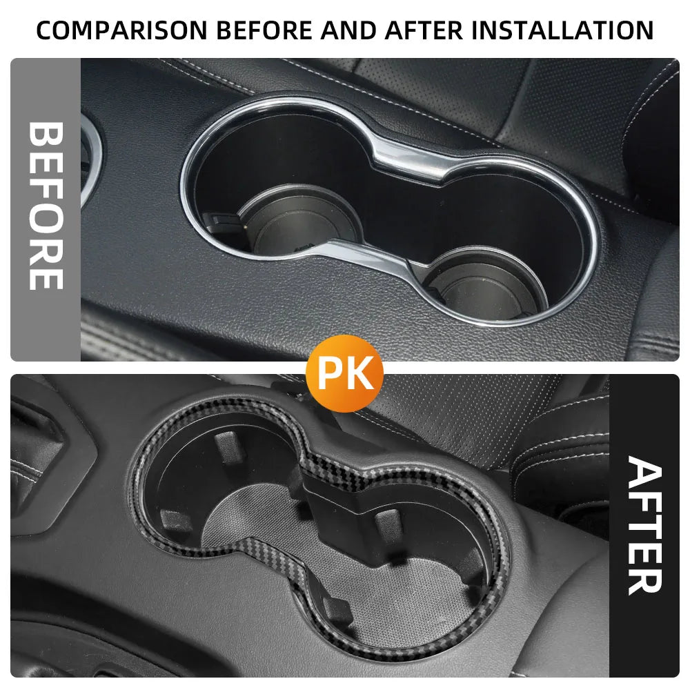 Carbon-Look Front Cup Holder Trim for 2015-2022 Ford Mustang