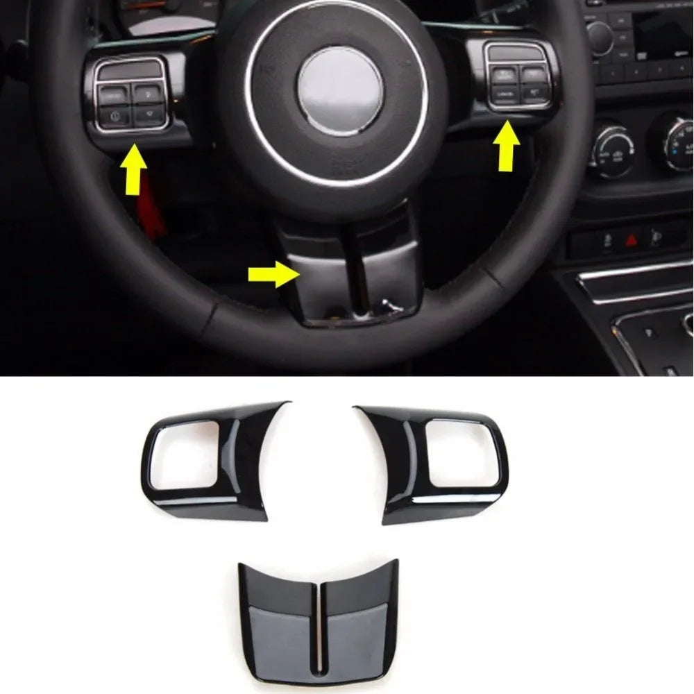 3-Piece Steering Wheel Trim for Jeep Wrangler JK, Compass, Patriot