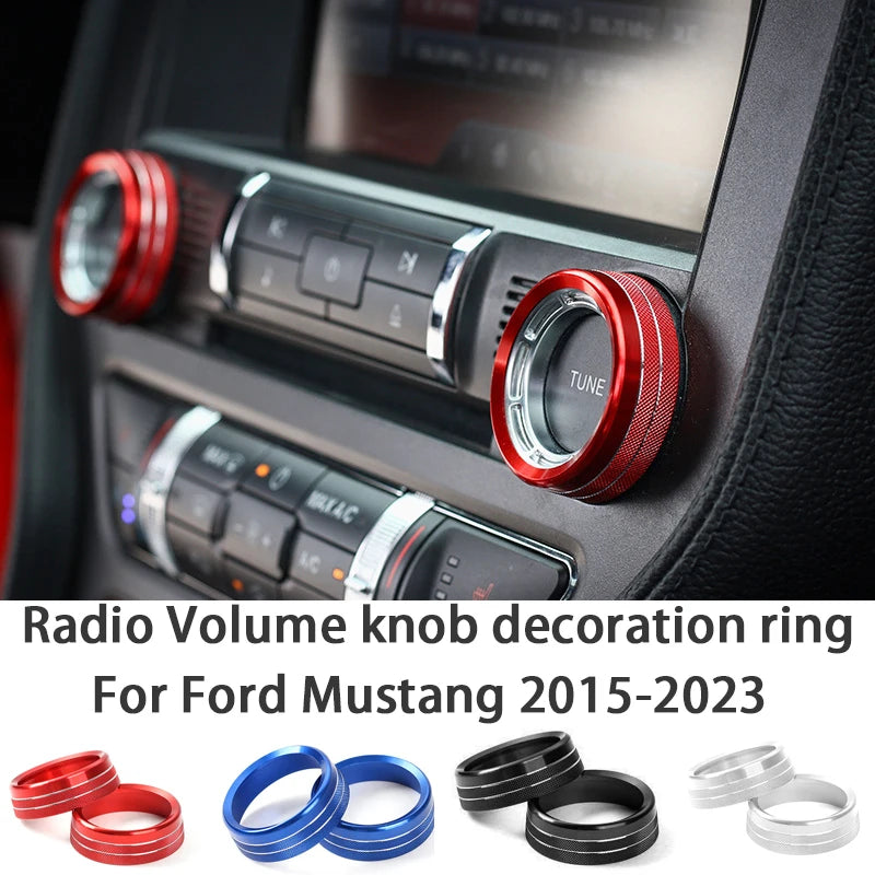 Radio Volume Knob Trim Rings for 2015-2022 Ford Mustang, 2 Pieces