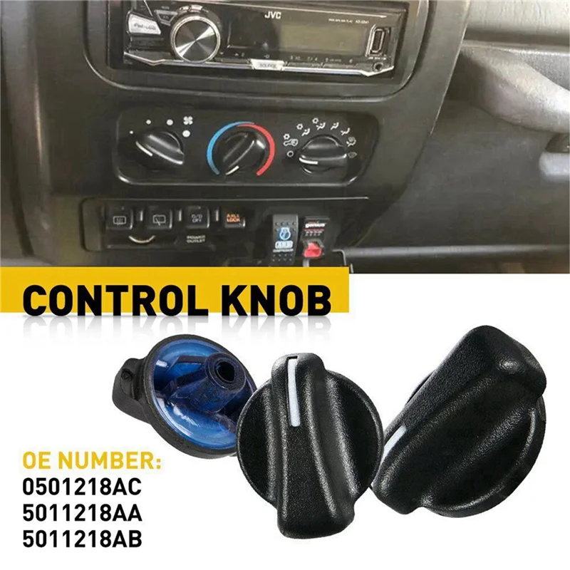 6-Piece A/C Heater Control Knob Set for 1999-2005 Jeep Wrangler