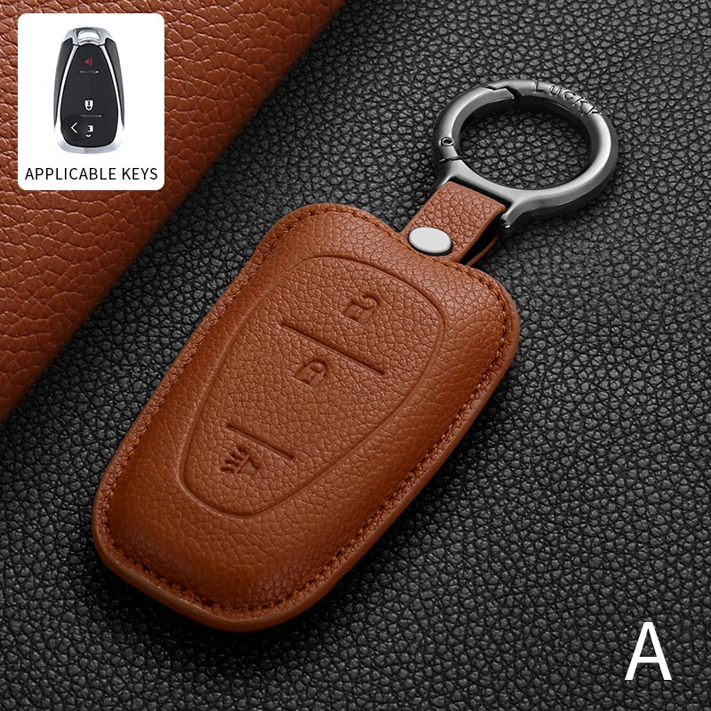 PU Leather Key Fob Cover for Chevy Malibu, Camaro, Cruze, Equinox, Bolt