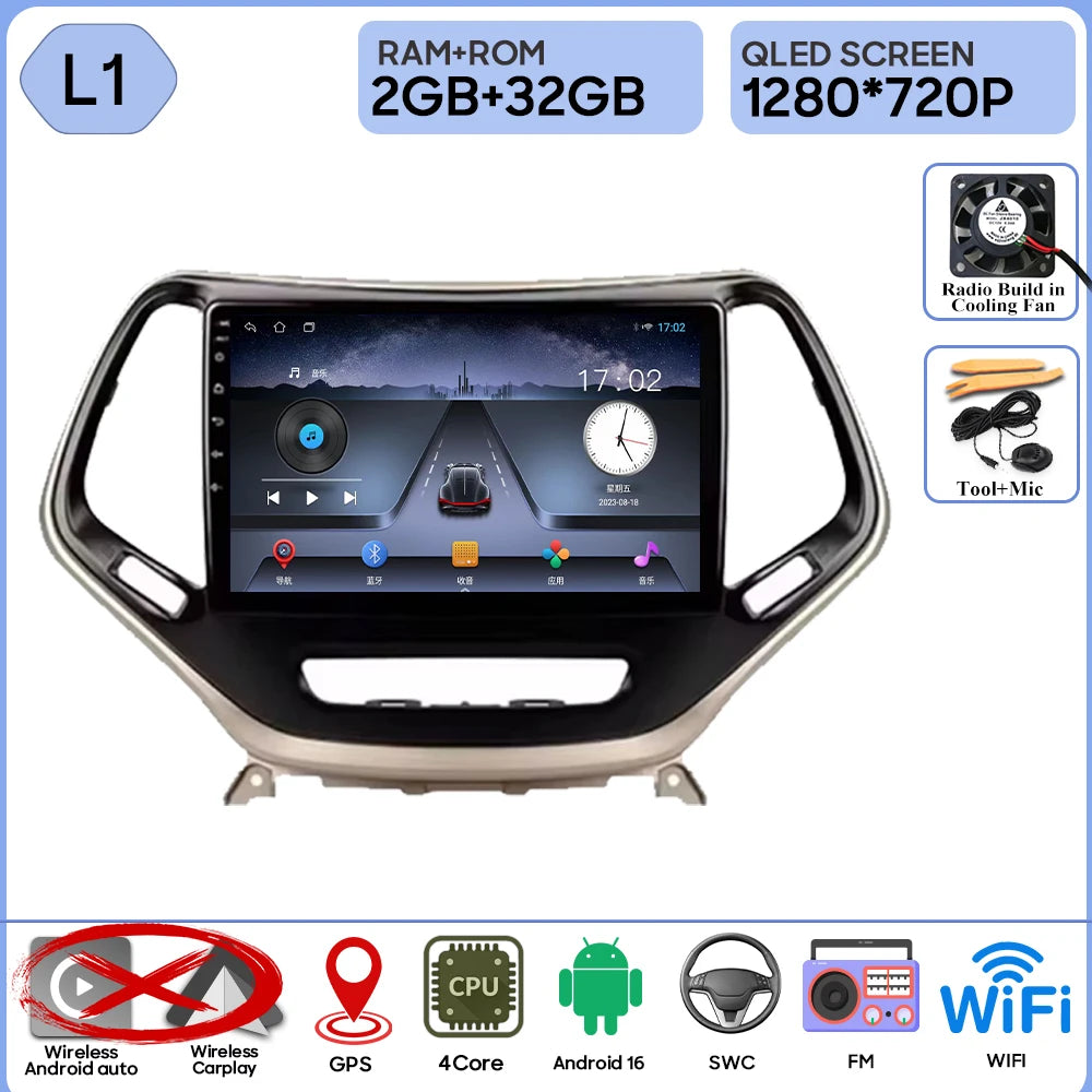 10 in. Android CarPlay Head Unit for 2014-2018 Jeep Cherokee KL