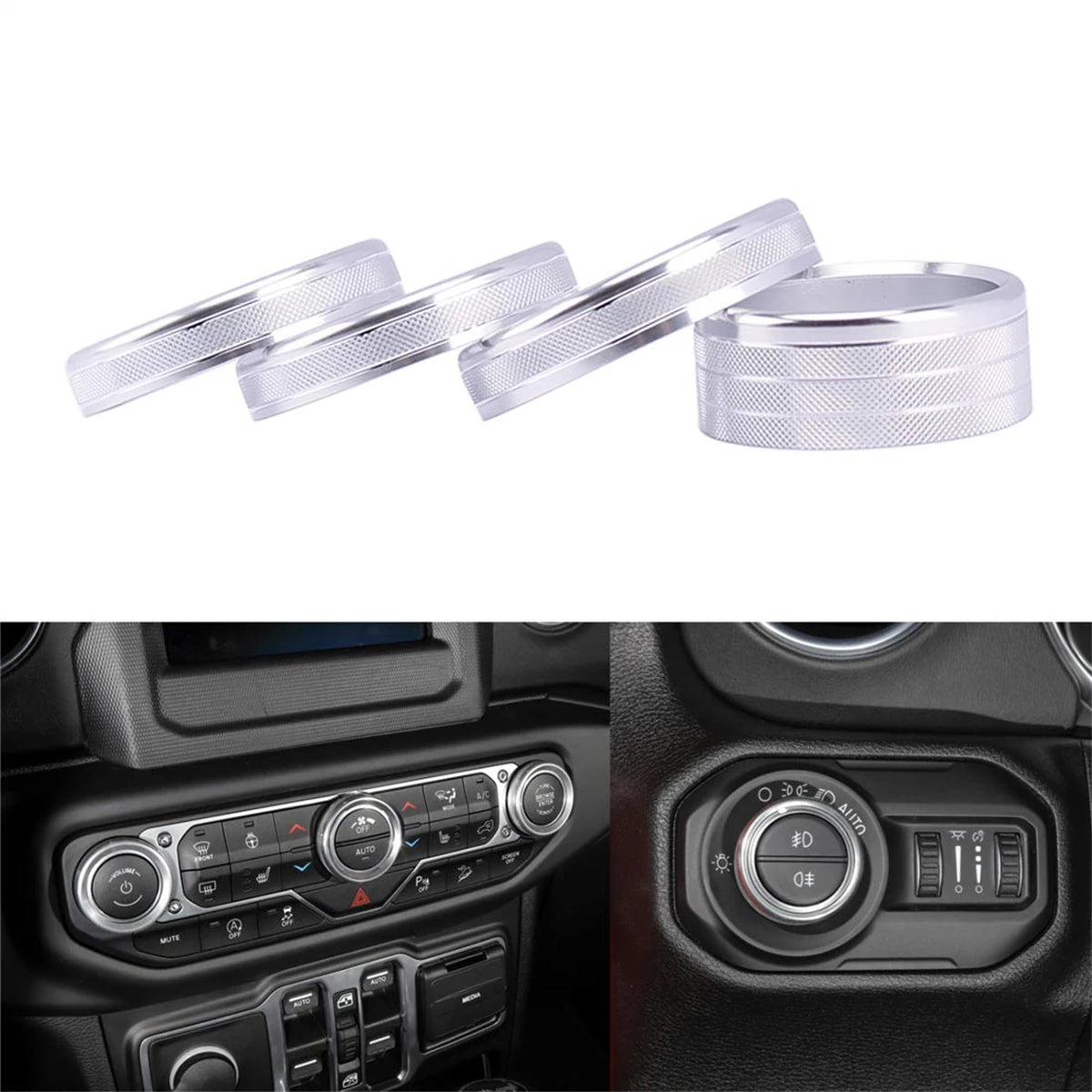 Climate Control Knob Cover Set for 2018-2023 Jeep Wrangler JL / Gladiator JT