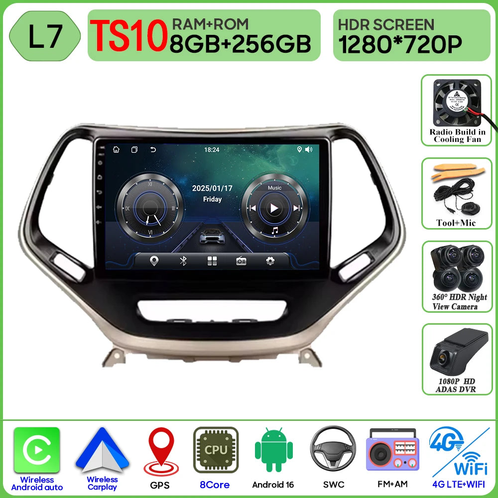 10 in. Android CarPlay Head Unit for 2014-2018 Jeep Cherokee KL
