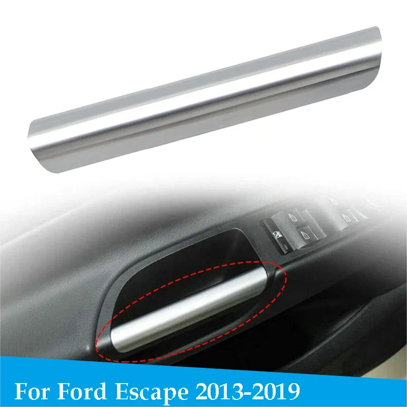 Interior Front Door Handle Trim Cover for 2013-2019 Ford Escape, Silver