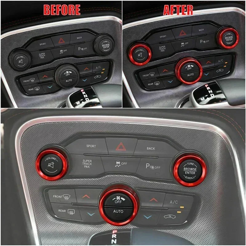 A/C and Volume Knob Cover Set for 2015-2020 Dodge Challenger / Charger