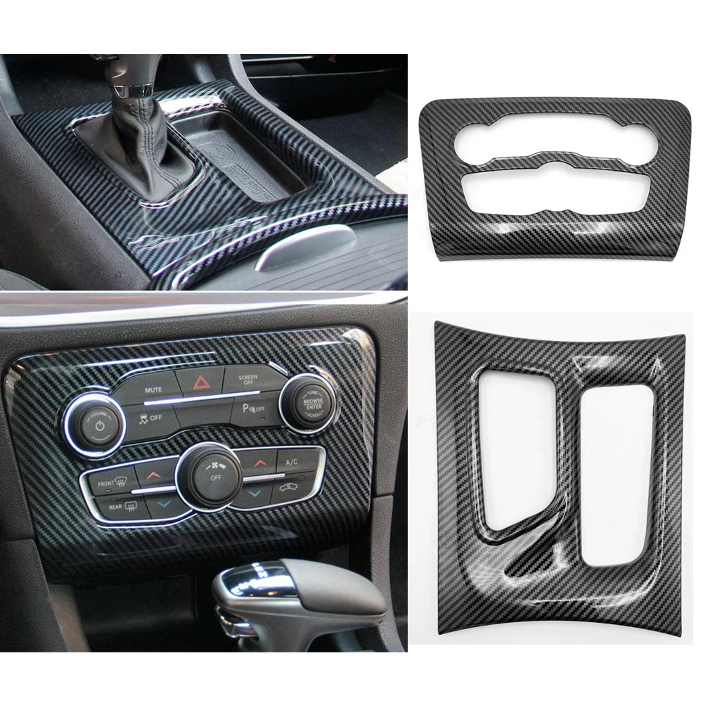 Gear Shift / A/C Panel Trim for 2015-2021 Dodge Charger, Carbon Look