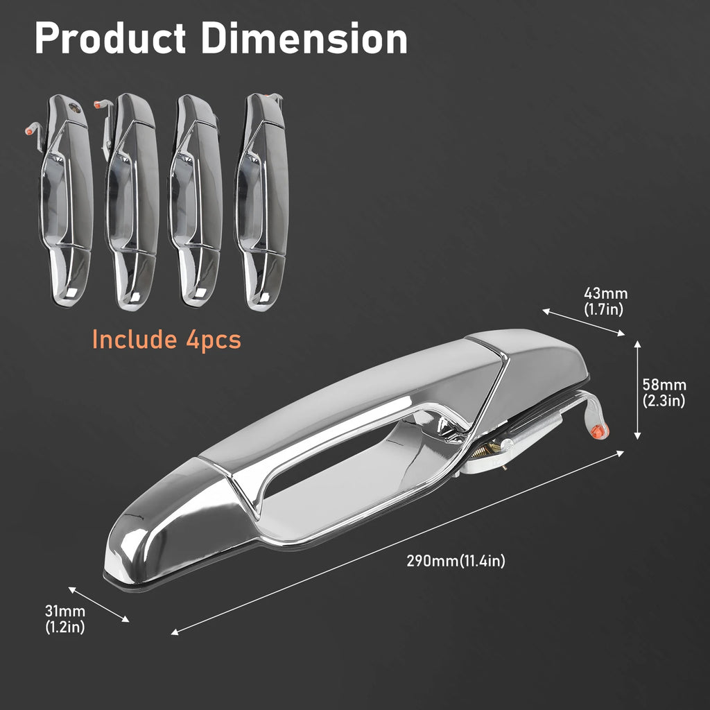 Chrome Exterior Door Handle 4-Piece Set for 2007-2013 Silverado / Escalade