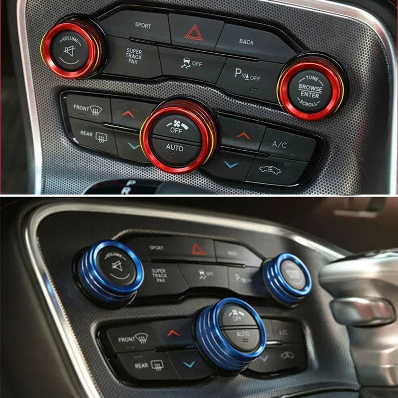 A/C and Volume Knob Cover Set for 2015-2020 Dodge Challenger / Charger