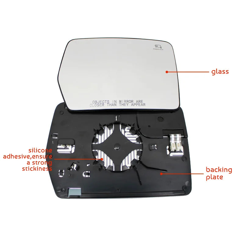 Side Mirror Glass for 2011-2014 Ford F-150, Heated, Wide Angle