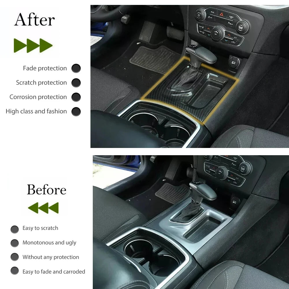 Gear Shift / A/C Panel Trim for 2015-2021 Dodge Charger, Carbon Look