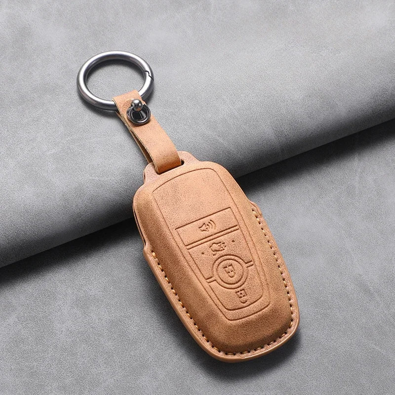 PU Leather Key Fob Cover for Ford Fusion, Edge, Explorer, Focus, F-150, Escape