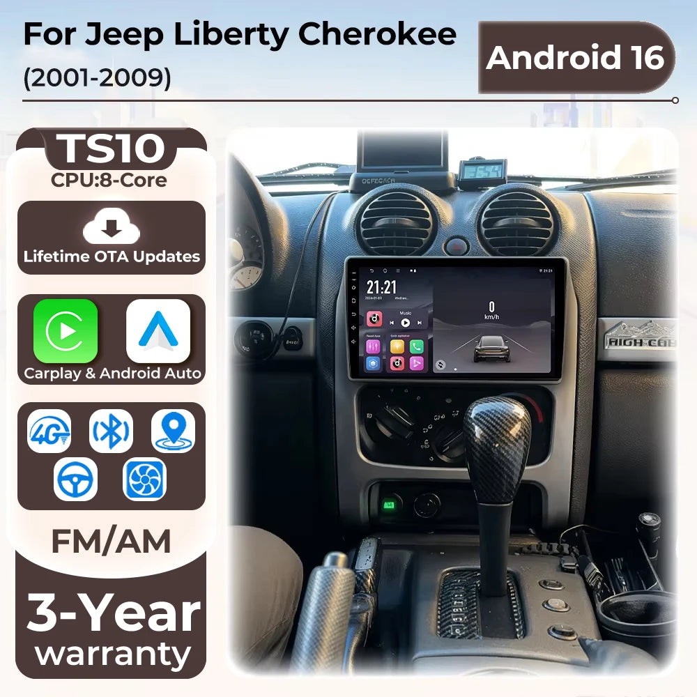 9 in. Android CarPlay Head Unit for 2002-2007 Jeep Liberty