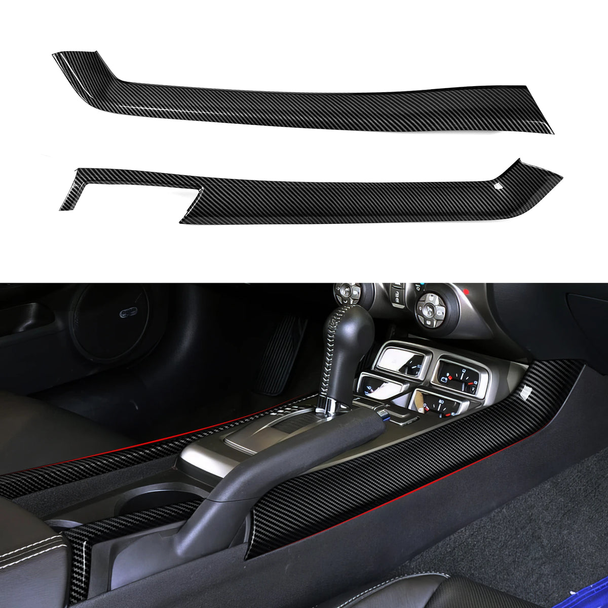 Carbon-Look Center Console Shift Panel Cover for 2010-2015 Chevy Camaro