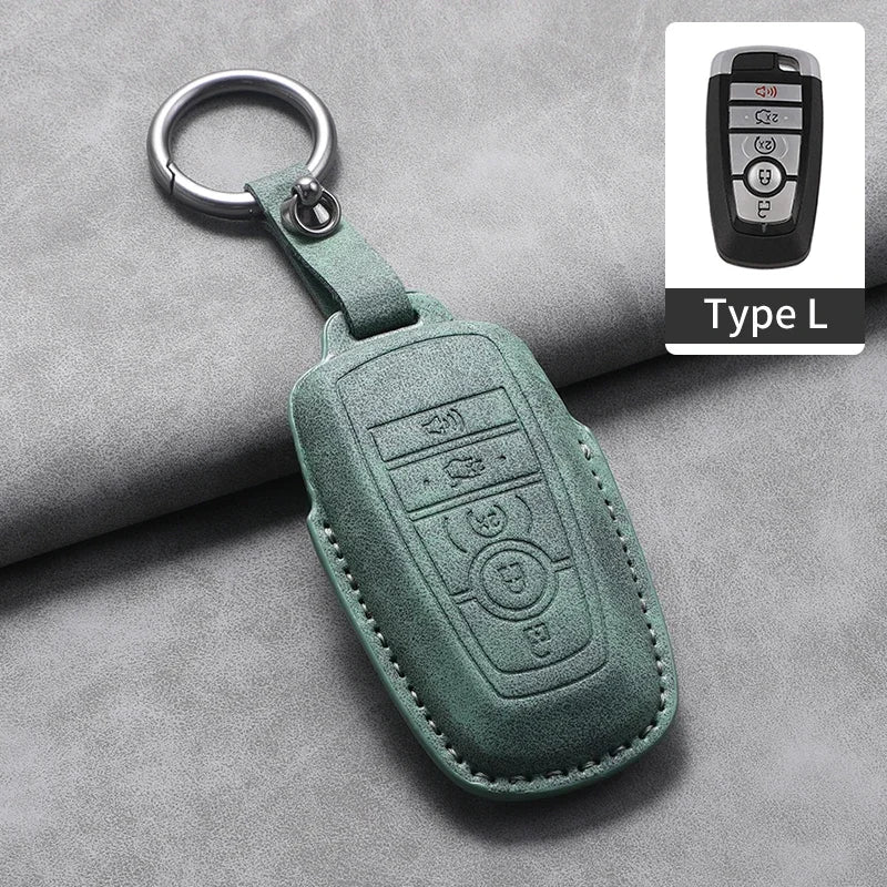 PU Leather Key Fob Cover for Ford Fusion, Edge, Explorer, Focus, F-150, Escape