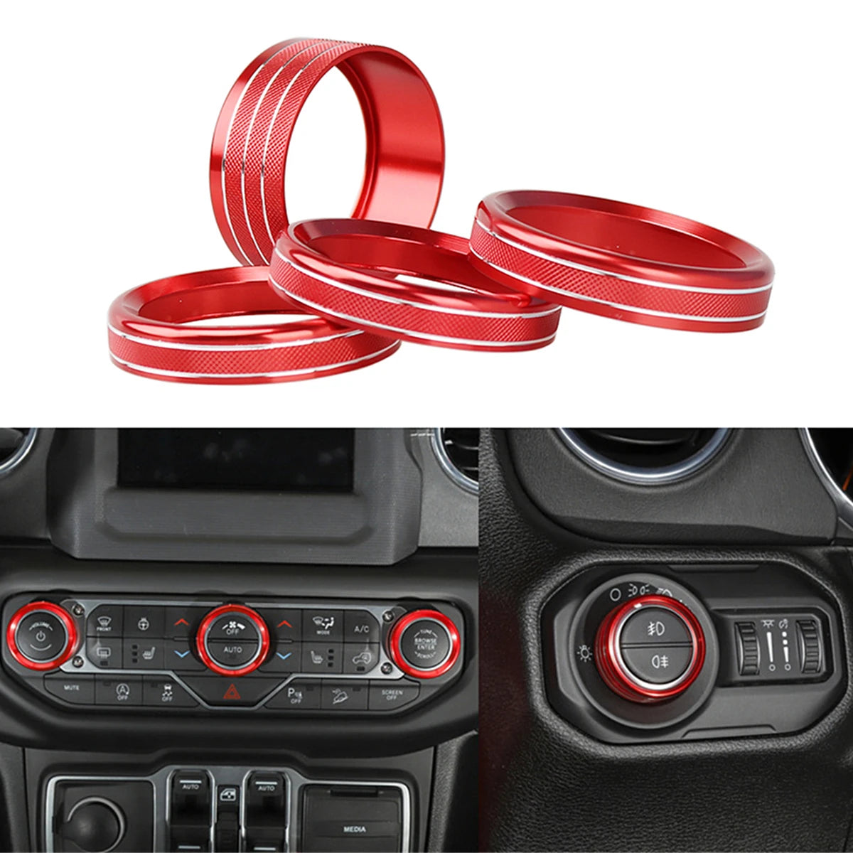 Climate Control Knob Cover Set for 2018-2023 Jeep Wrangler JL / Gladiator JT