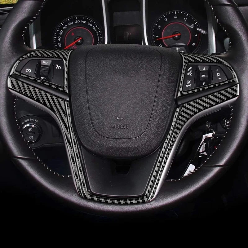 Carbon-Look Steering Wheel Button Trim for 2012-2015 Chevy Camaro