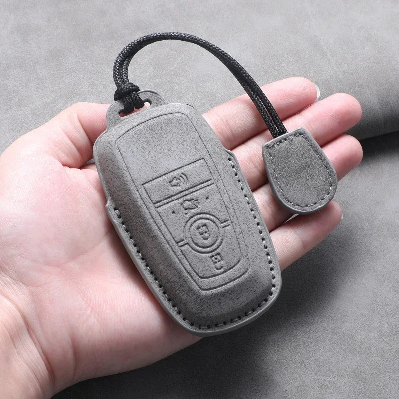 PU Leather Key Fob Cover for Ford Fusion, Edge, Explorer, Focus, F-150, Escape