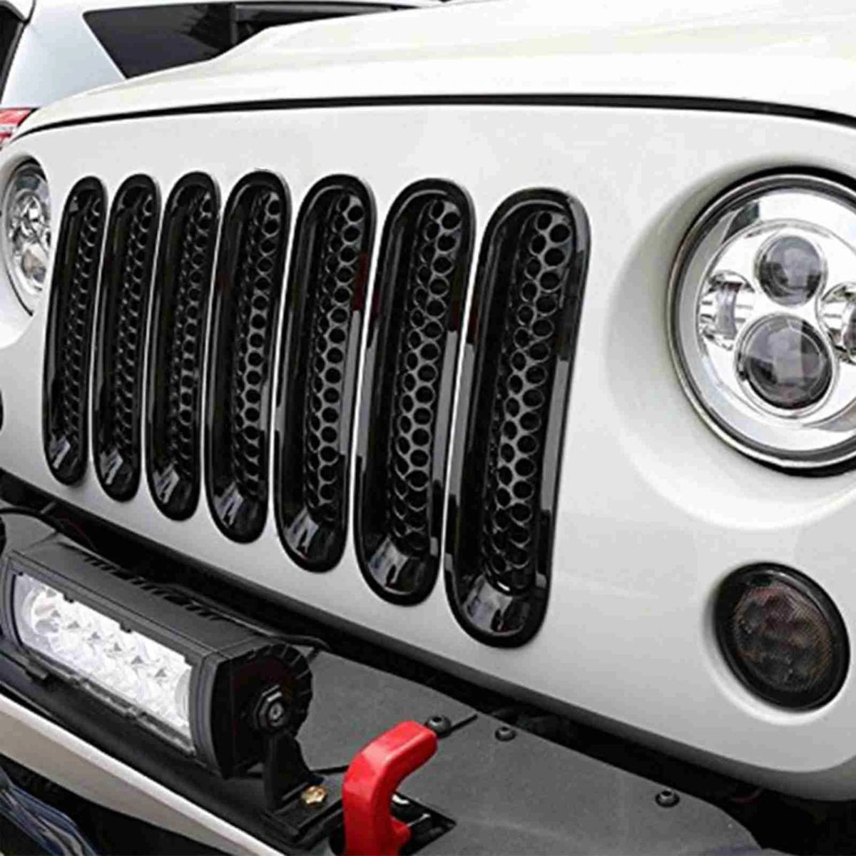 Mesh Grille Inserts for 2007-2015 Jeep Wrangler JK, 7 Pieces