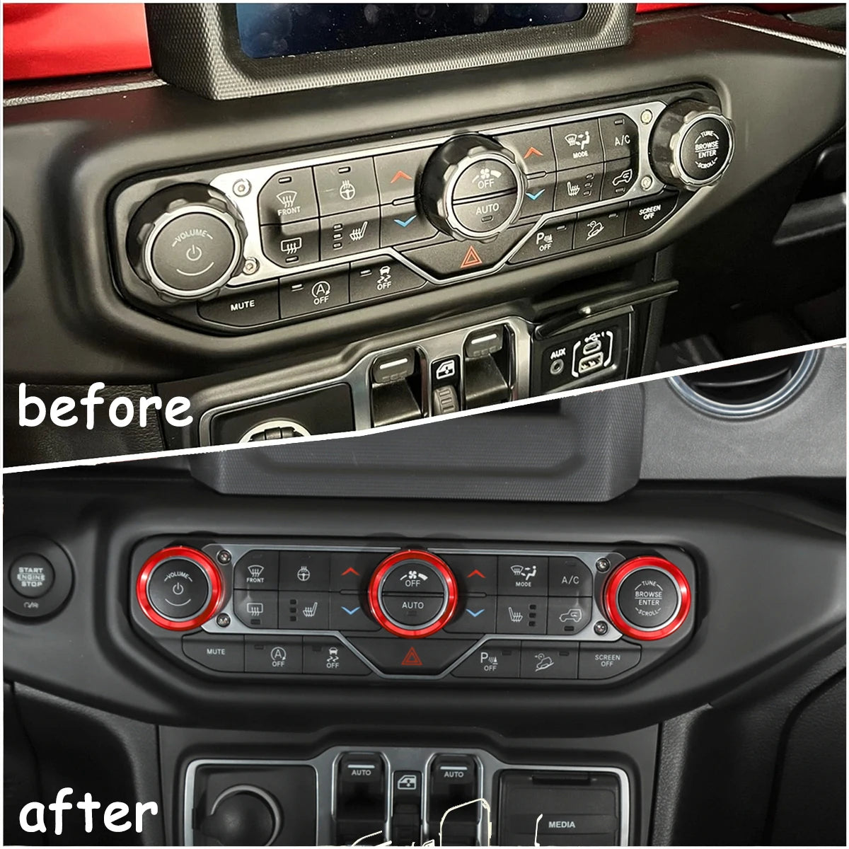 Climate Control Knob Cover Set for 2018-2023 Jeep Wrangler JL / Gladiator JT