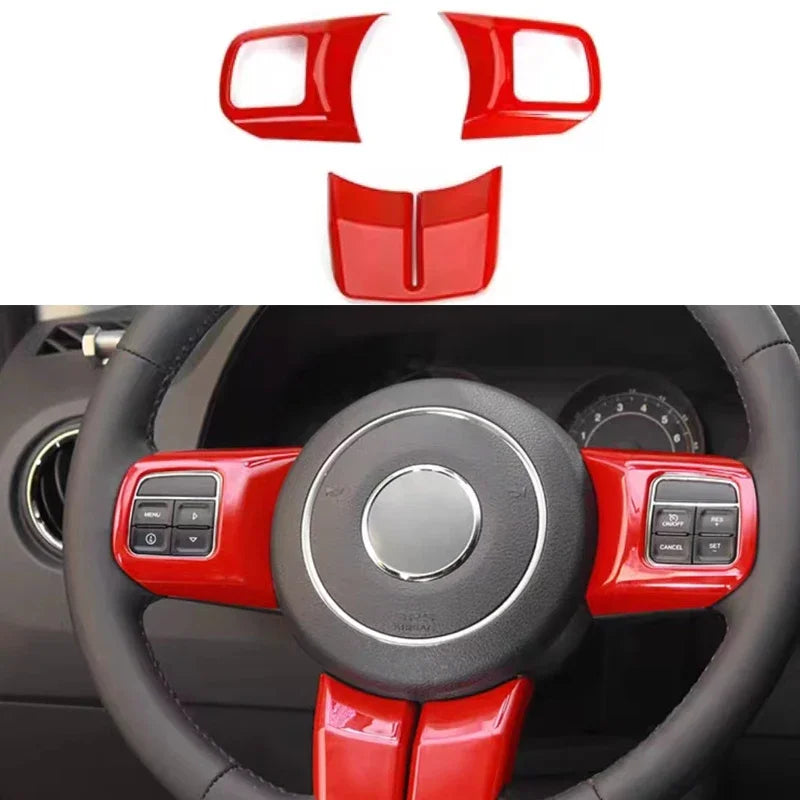 3-Piece Steering Wheel Trim for Jeep Wrangler JK, Compass, Patriot